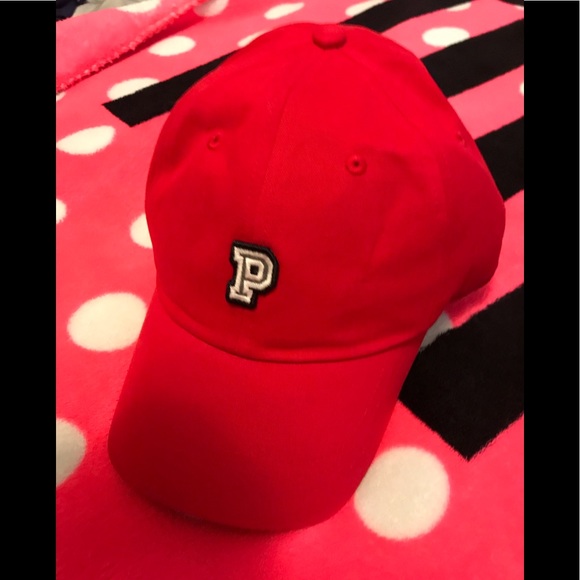 NEW💕VS PINK RED “P” MONOGRAM Baseball Hat Cap - Picture 4 of 9